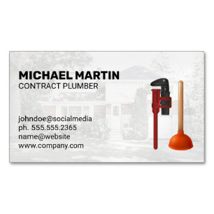 Plumbing Tools Residential Blue Collar Work Business Card Magnet