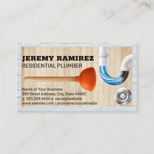 Plumbing  Wood and Brick Wall Business Card