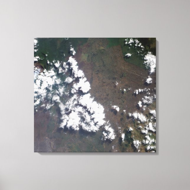 Plume rises from Nyiragongo Volcano in the DRC Canvas Print (Front)