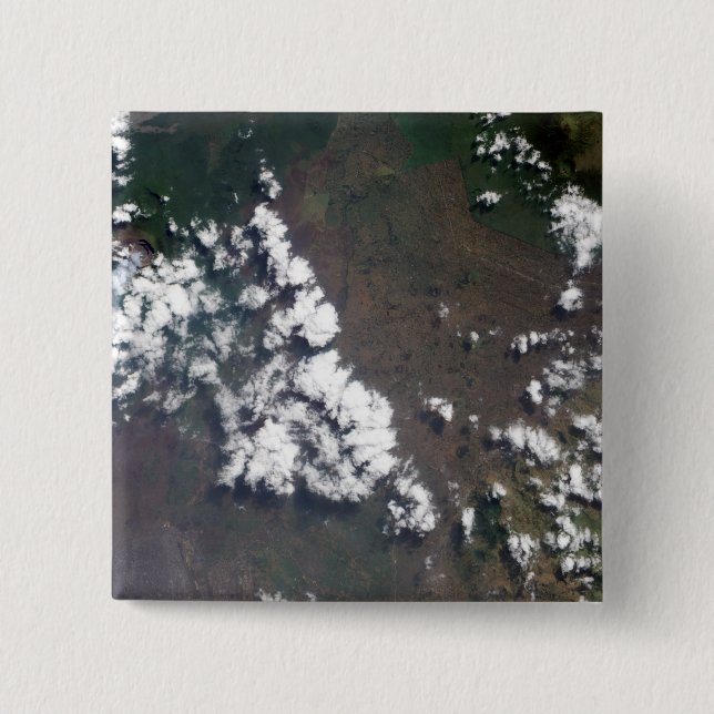 Plume rises from Nyiragongo Volcano in the DRC Pinback Button (Front)