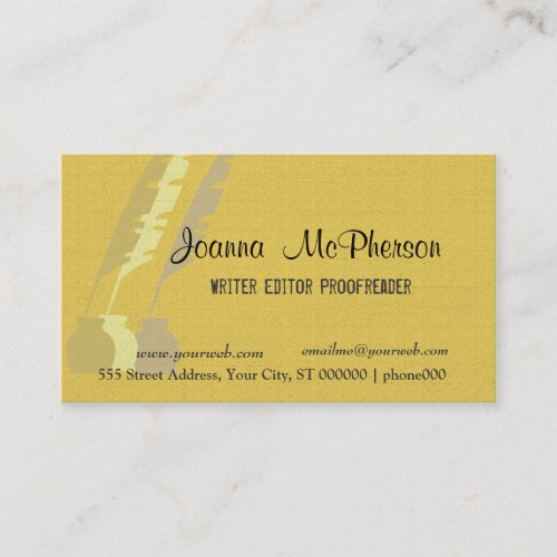 Plume Vintage Feather Quill Writing  Ink  Writer Business Card
