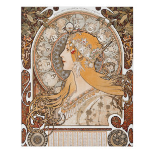 Plume Zodiac Woman by Alphonse Mucha – Art Nouveau Faux Canvas Print
