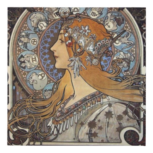 Plume Zodiac Woman by Alphonse Mucha â Art Nouveau Faux Canvas Print