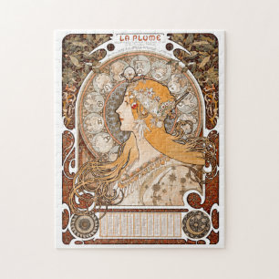 Plume Zodiac Woman by Alphonse Mucha – Art Nouveau Jigsaw Puzzle