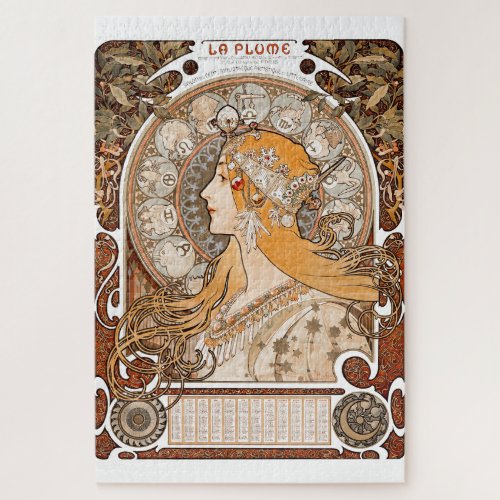 Plume Zodiac Woman by Alphonse Mucha  Art Nouveau Jigsaw Puzzle