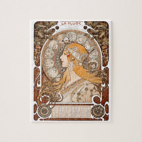 Plume Zodiac Woman by Alphonse Mucha  Art Nouveau Jigsaw Puzzle