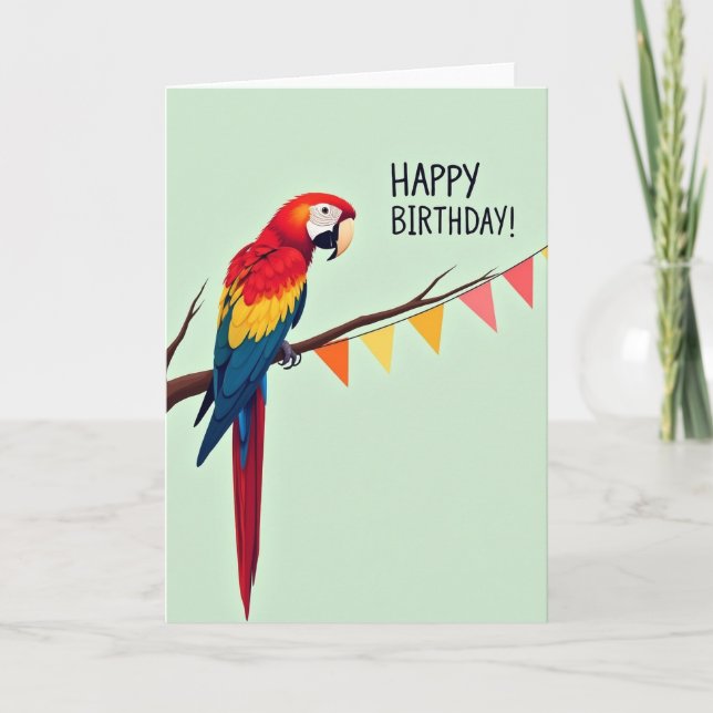 Plumed Bird Birthday Card (Front)