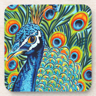 Plumed Peacock I Drink Coaster