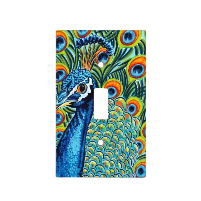 Plumed Peacock I Light Switch Cover (Front)