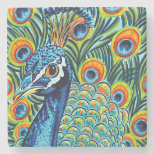 Plumed Peacock I Stone Coaster