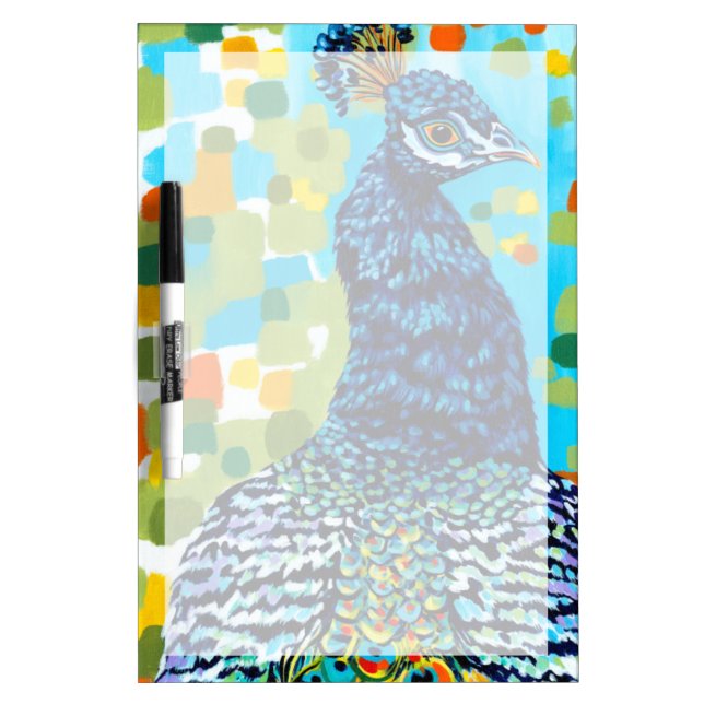 Plumed Peacock II Dry Erase Board (Front)