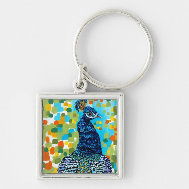 Plumed Peacock II Keychain (Front)