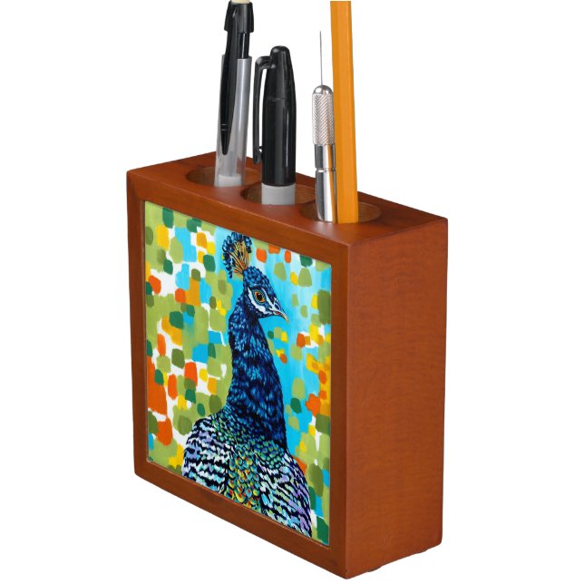 Plumed Peacock II Pencil/Pen Holder (In Situ)