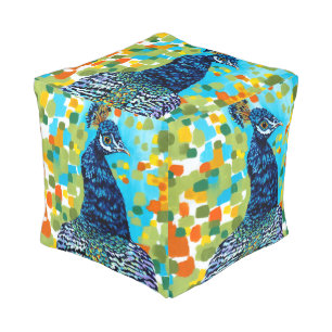 Plumed Peacock II Pouf