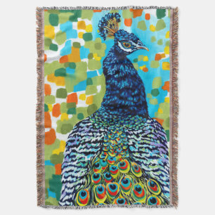 Plumed Peacock II Throw Blanket