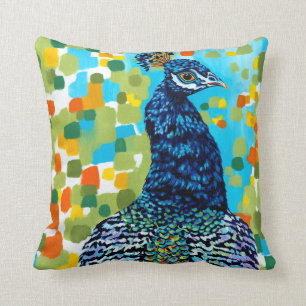 Plumed Peacock II Throw Pillow