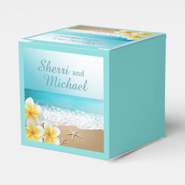 Plumeria Beach Tropical Island Wedding Favor Boxes (Front Side)