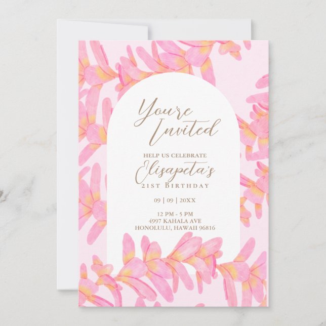 Plumeria Birthday Invitation (Front)