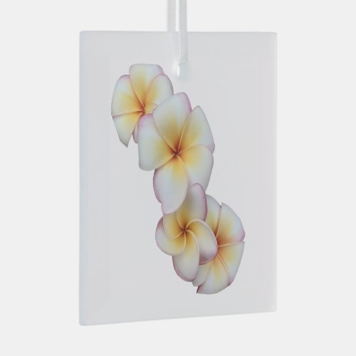 Plumeria Blooms Glass Ornament