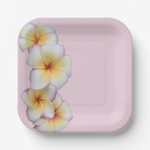 Plumeria blooms paper plates