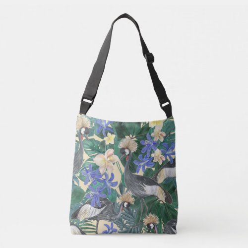 Plumeria Blue Flowers Watercolor Seamless Crossbody Bag