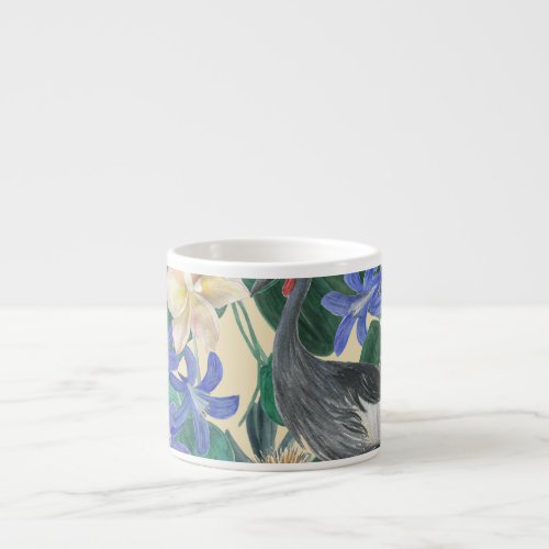 Plumeria Blue Flowers Watercolor Seamless Espresso Cup