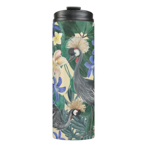 Plumeria Blue Flowers Watercolor Seamless Thermal Tumbler