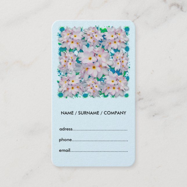 Plumeria Bouquet Exotic Summer Pattern Business Card (Front)