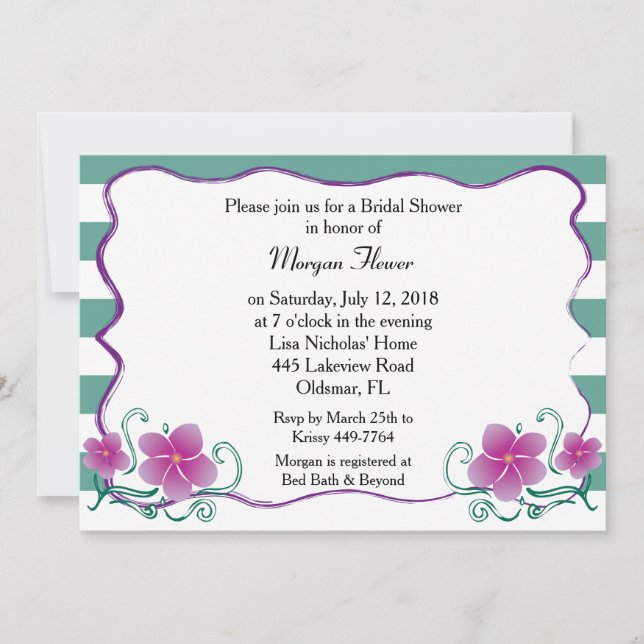 Plumeria Bridal Shower Invitation (Front)