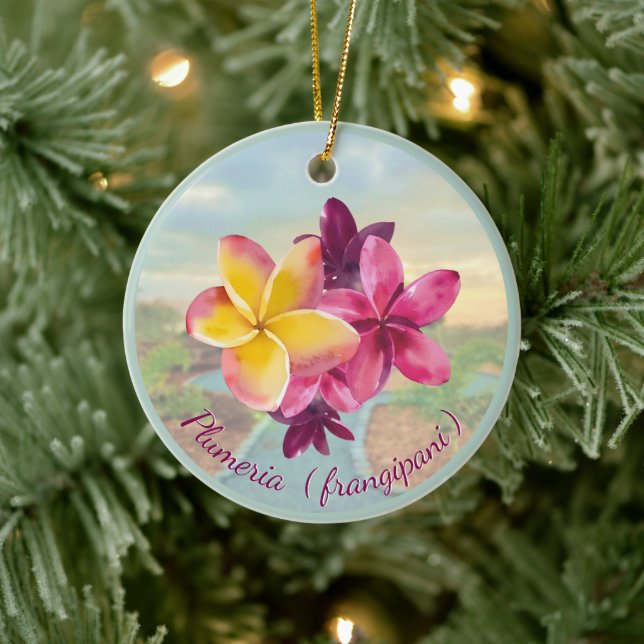 Plumeria Ceramic Ornament (Tree)