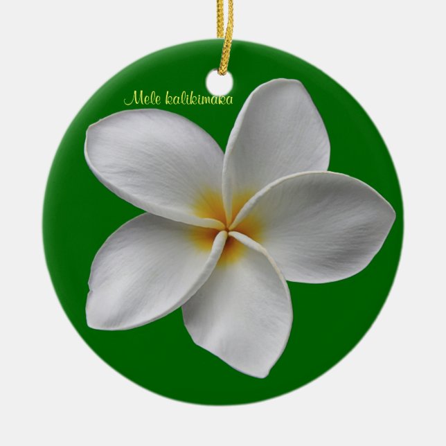 Plumeria Christmas Holiday Ornament (Front)