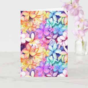 Plumeria Colorful Tropical Flower Card