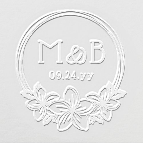 Plumeria Floral Monogram Wedding Personalized Embosser