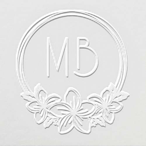 Plumeria Floral Monogram Wedding Personalized Embosser