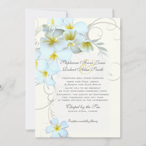 Plumeria Flourish Custom Wedding Invitation