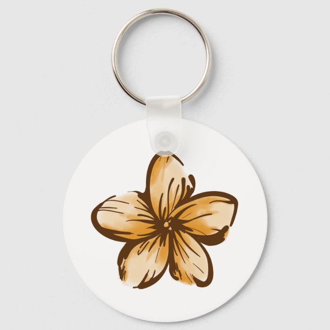 Plumeria Flower Hawaii Style Keychain (Front)