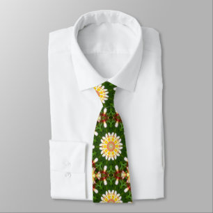 Plumeria Flower Mandala with Tropical Symmetry Neck Tie