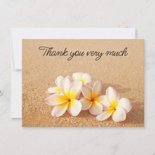 Plumeria Flower on sand thank you card