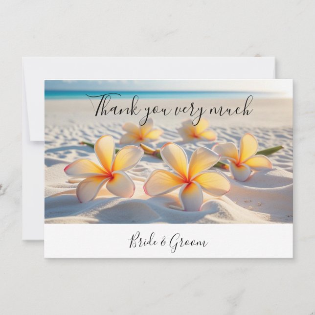 Plumeria Flower on sand thank you card (Front)