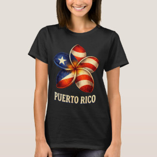 Plumeria Flower Puerto Rico Pride Flag T-Shirt