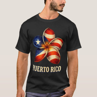 Plumeria Flower Puerto Rico Pride Flag T-Shirt