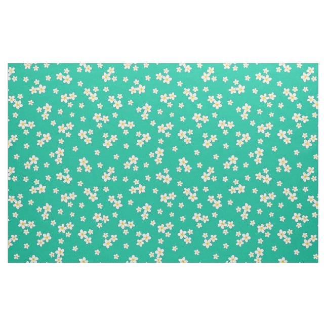 plumeria flowers clusters on blue background fabric (Yard)
