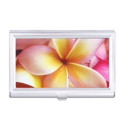 Plumeria Flowers Hawaiian Frangipani Floral Business Card Holder