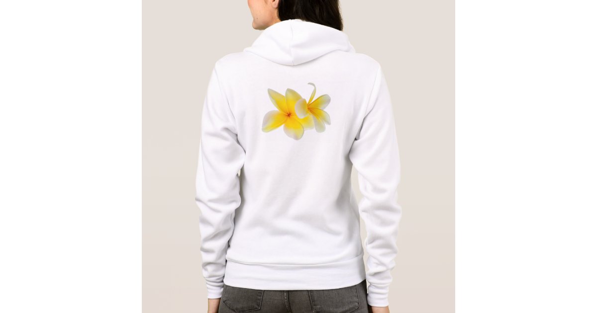 Plumeria Flowers Hawaiian White Yellow Frangipani Hoodie Zazzle Com