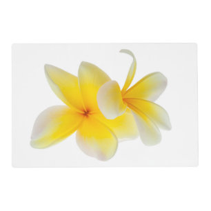 Plumeria Flowers Hawaiian White Yellow Frangipani Placemat
