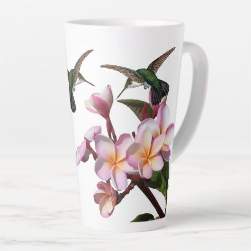 Plumeria Flowers Hummingbird Bird Latte Mug