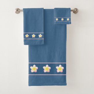 Plumeria Flowers on Blue