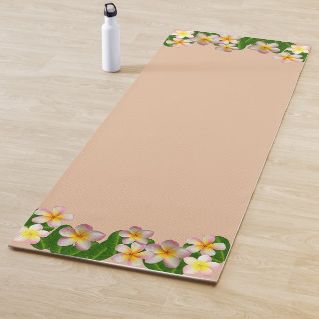 Plumeria Flowers on Champagne Beige Yoga Mat (In Situ)