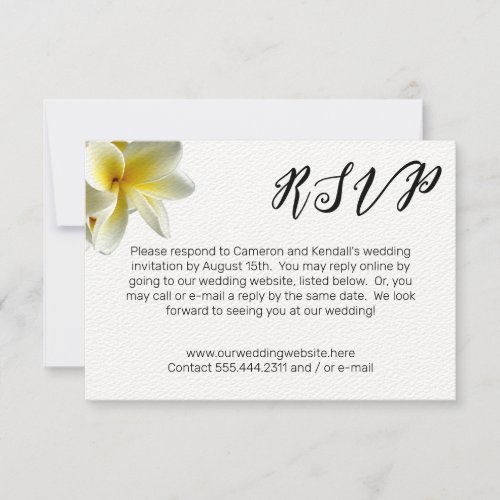 Plumeria Flowers Online Wedding RSVP Cards