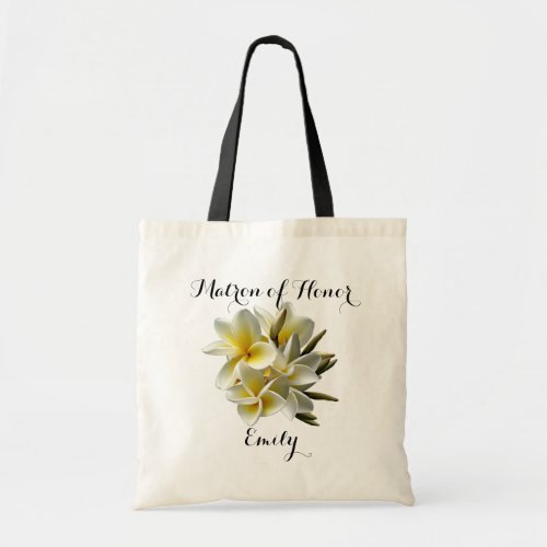 Plumeria Flowers Personalized Bridal Party Gift Tote Bag